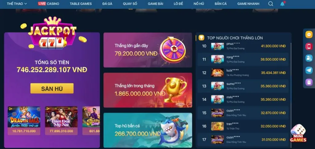 Các loại trò chơi đa dạng tại lucky6868